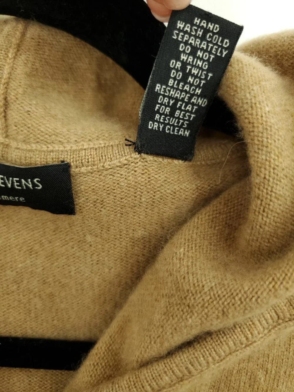 VTG Valerie Stevens Camel Brown 100% Cashmere Zip Hoodie Sweater Size L